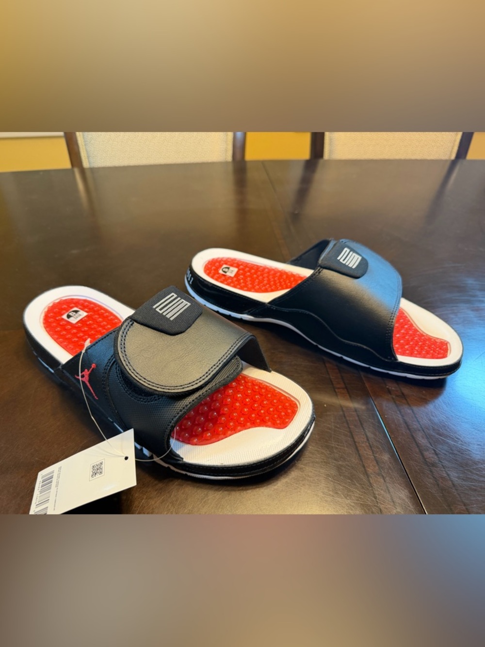 New Nike Air Jordan Hydro 11 Retro Bred Slides Sandals Black Red Size US 12